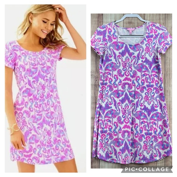 Lilly Pulitzer Tammy Dress in Amethyst‎ Beach Bathers Flamingo Print Purple Sz S - Picture 1 of 9